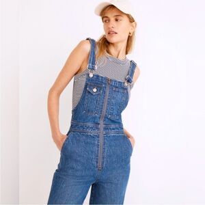 MADEWELL | Loose Flare Zip Front Medium Blue Denim Overalls Women’s Size 0